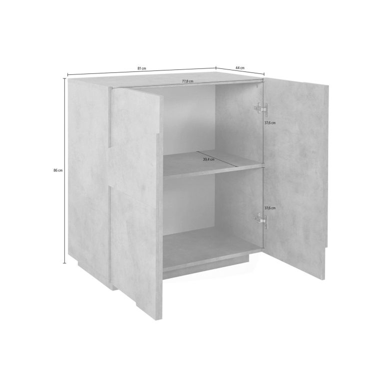 Credenza cemento 81x44x86h cm 2 ante - Arli