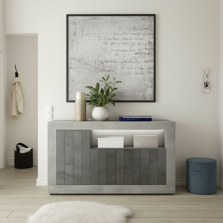 Credenza cemento e ardesia 138x42x86h cm 3 ante - Dolphin