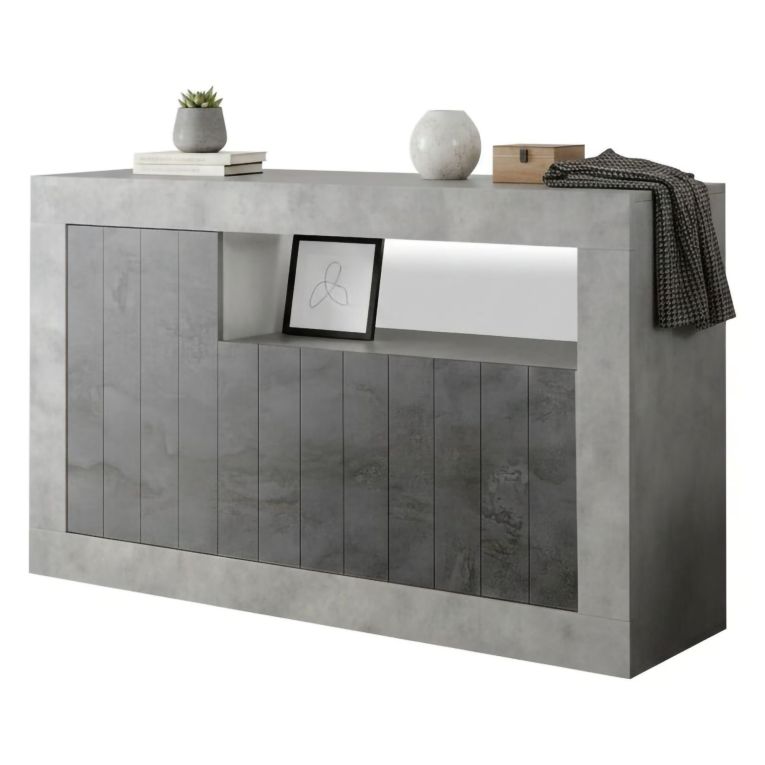 Credenza cemento e ardesia 138x42x86h cm 3 ante - Dolphin