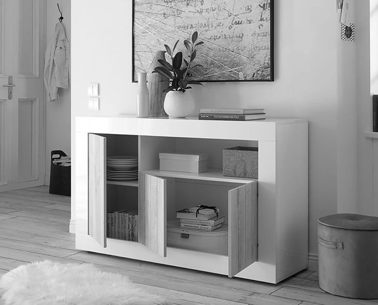 Credenza cemento e ardesia 138x42x86h cm 3 ante - Dolphin