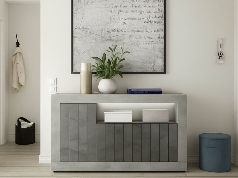 Credenza cemento e ardesia 138x42x86h cm 3 ante - Dolphin