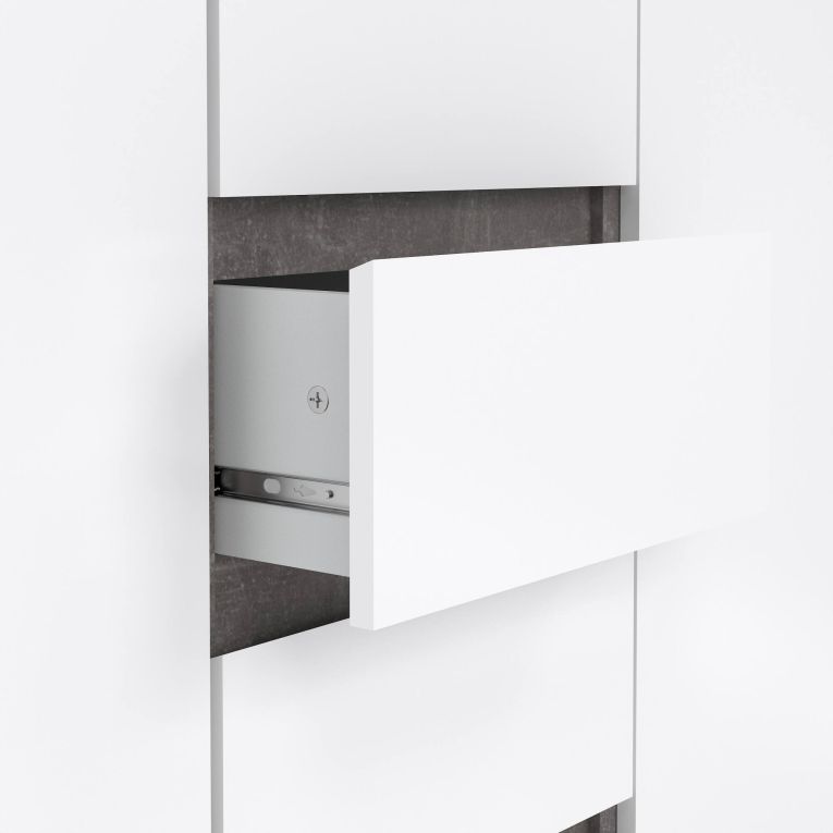 Credenza cemento e bianco lucida 120x50x90h cm 2 ante e 4 cassetti - Angelika
