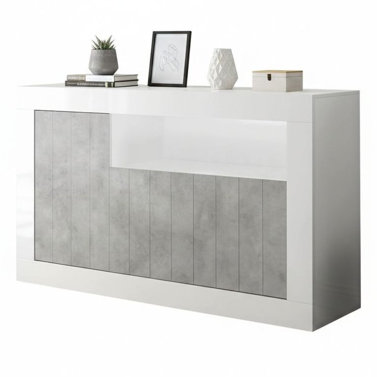 Credenza cemento e bianco lucida 138x42x86h cm 3 ante - Dolphin