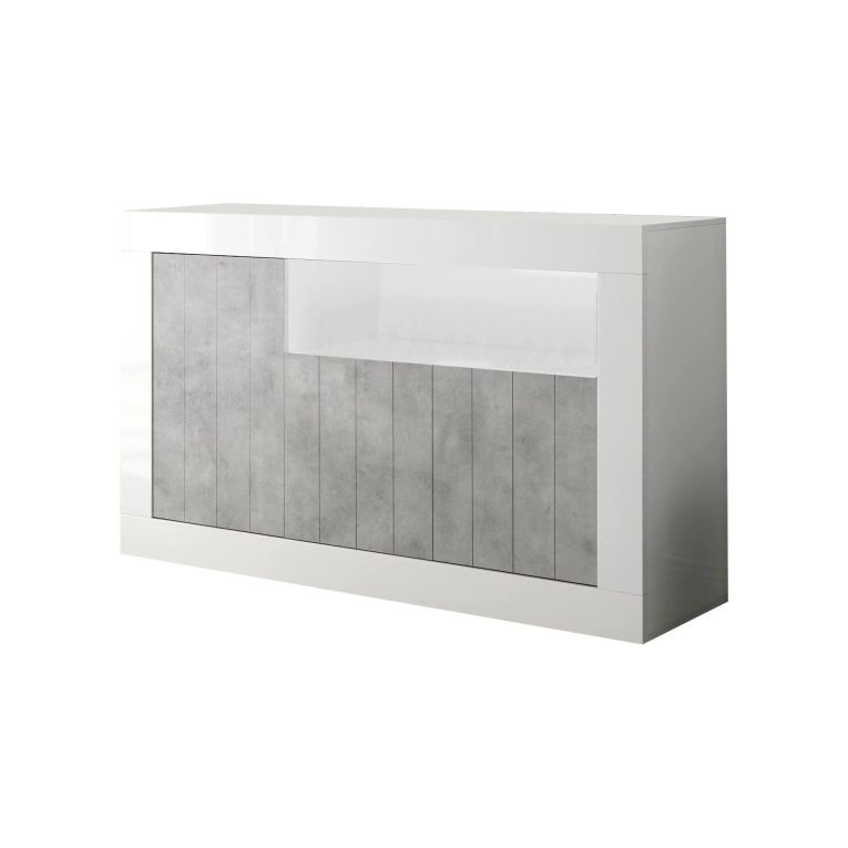 Credenza cemento e bianco lucida 138x42x86h cm 3 ante - Dolphin
