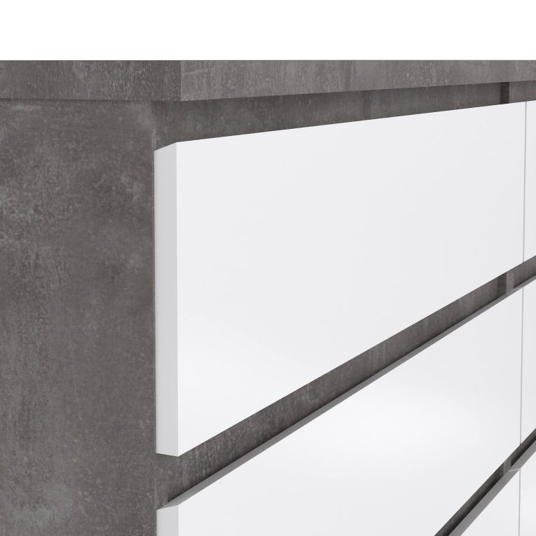 Credenza cemento e bianco lucida 153x50x70h cm 6 cassetti - Abacadabra