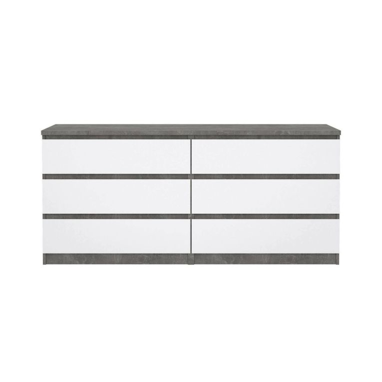 Credenza cemento e bianco lucida 153x50x70h cm 6 cassetti - Abacadabra