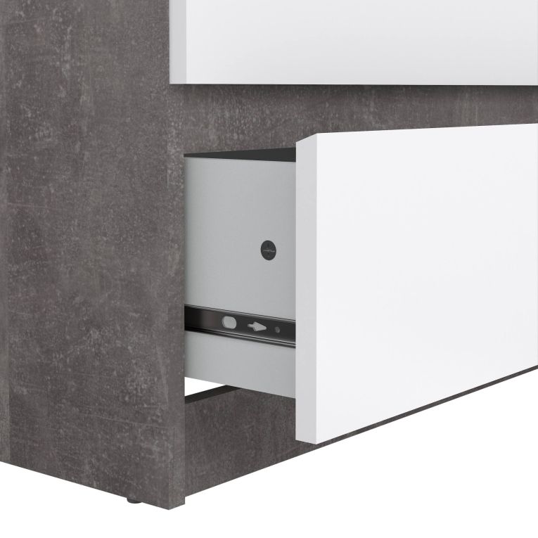 Credenza cemento e bianco lucida 153x50x70h cm 6 cassetti - Abacadabra