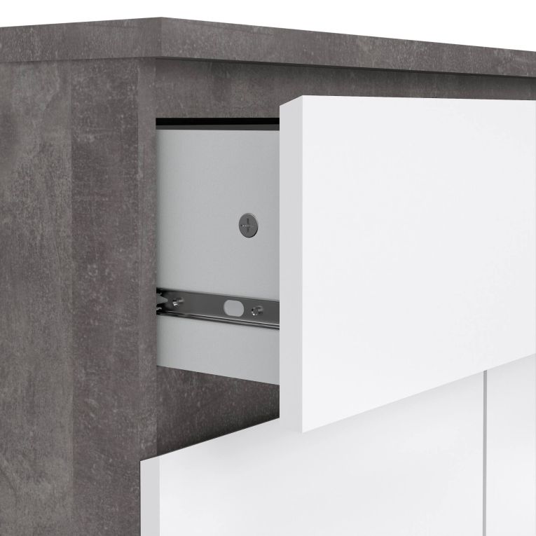 Credenza cemento e bianco lucida 80x40x100h cm 2 ante e 1 cassetto - Genziana