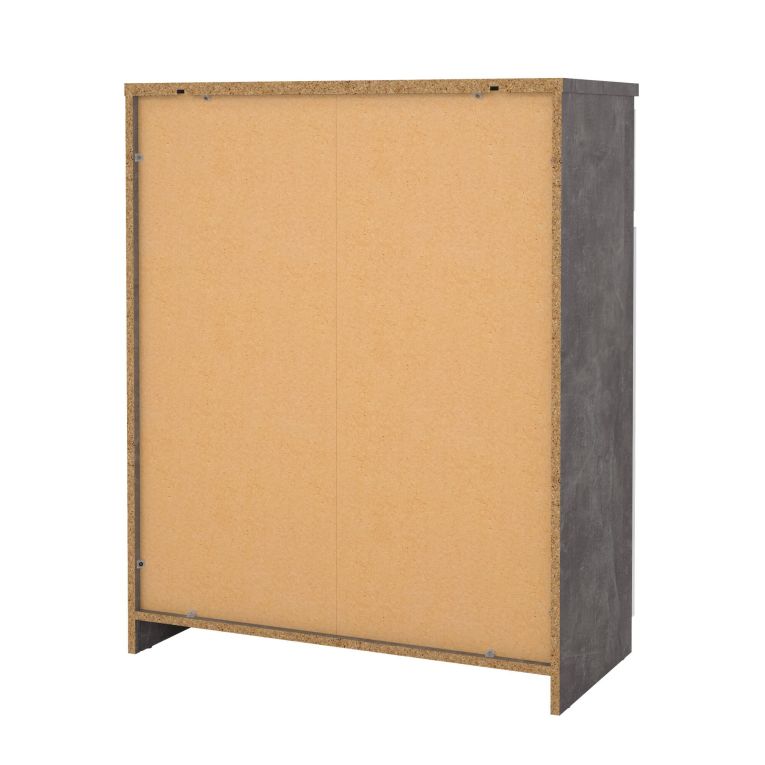 Credenza cemento e bianco lucida 80x40x100h cm 2 ante e 1 cassetto - Genziana
