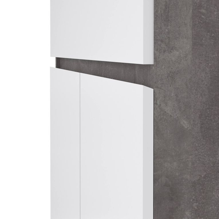 Credenza cemento e bianco lucida 80x40x100h cm 2 ante e 1 cassetto - Genziana