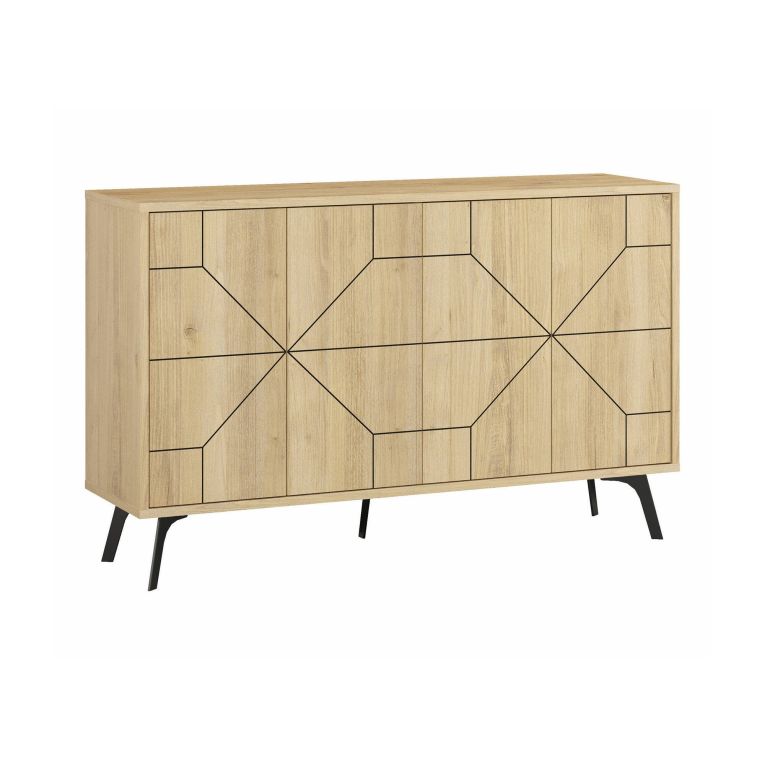 Credenza Chiron, Buffet da soggiorno, Madia da salotto, Dispensa da cucina, 123x35 h62 cm, Quercia