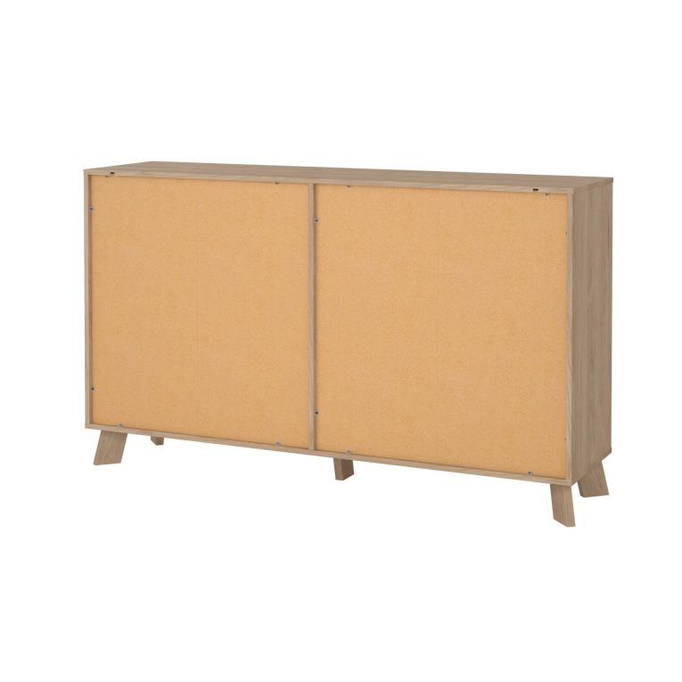 Credenza Christiane, Buffet da soggiorno, Madia da salotto, Dispensa da cucina, 40x156 h92 cm, Rovere e Bianco