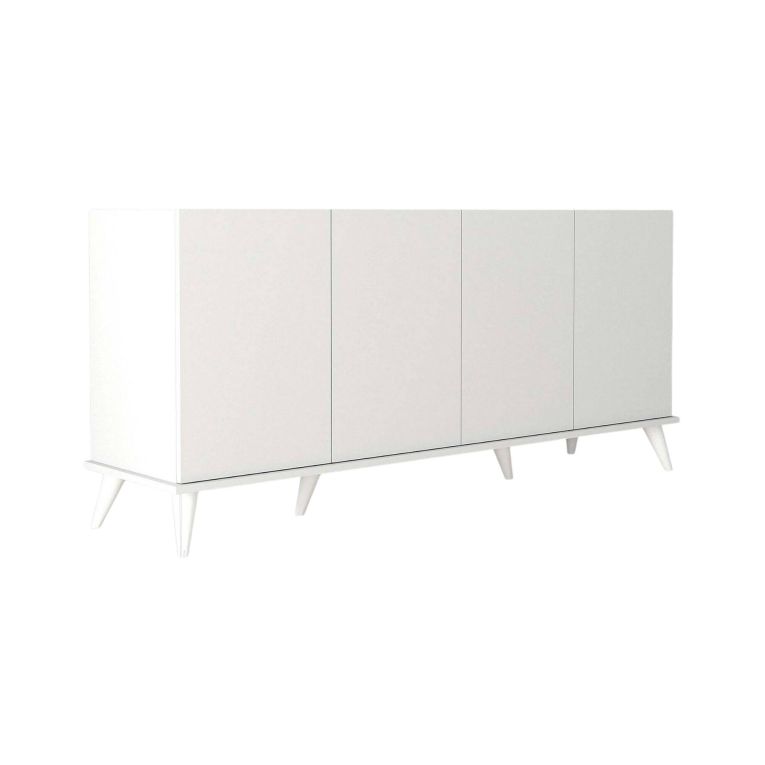 Credenza Circini, Buffet da soggiorno, Madia da salotto, Dispensa da cucina, 180x45 h81 cm, Bianco