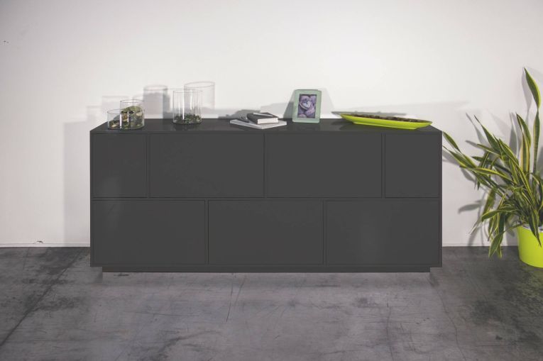 Credenza Clinoumite, cm 200x41h86, Antracite lucido