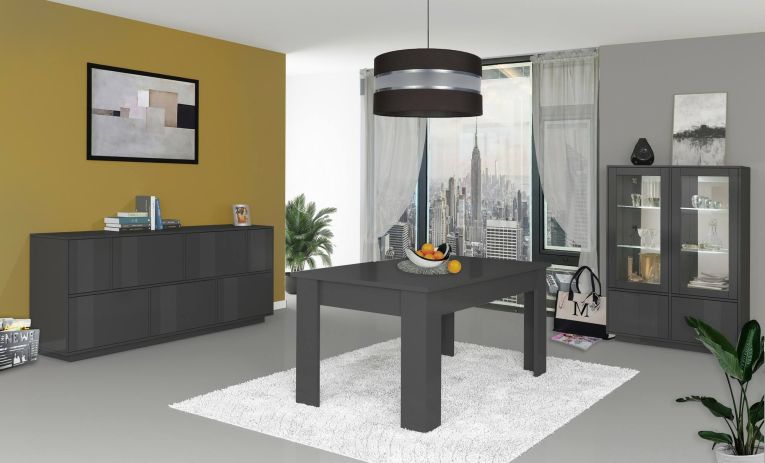 Credenza Clinoumite, cm 200x41h86, Antracite lucido