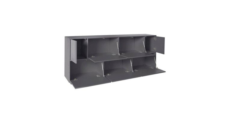Credenza Clinoumite, cm 200x41h86, Antracite lucido
