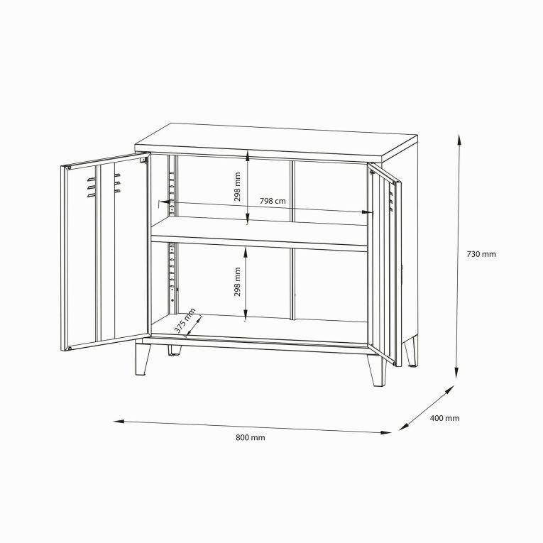 Credenza Conco, 80x40 h73 cm, Ardesia