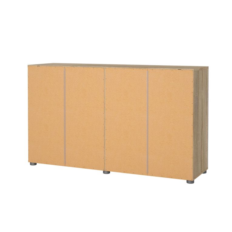 Credenza Cosette, Buffet da soggiorno, Madia da salotto, Dispensa da cucina, 140x40 h83 cm, Quercia e Bianco