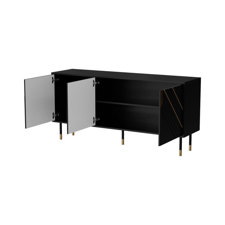 Credenza Cossogno, 154x40 h72 cm, Nero e Oro
