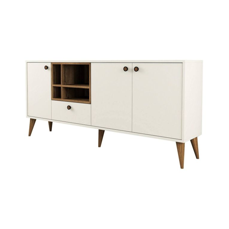 Credenza crema 180x35x81h cm 3 ante e 1 cassetto - Lucertola