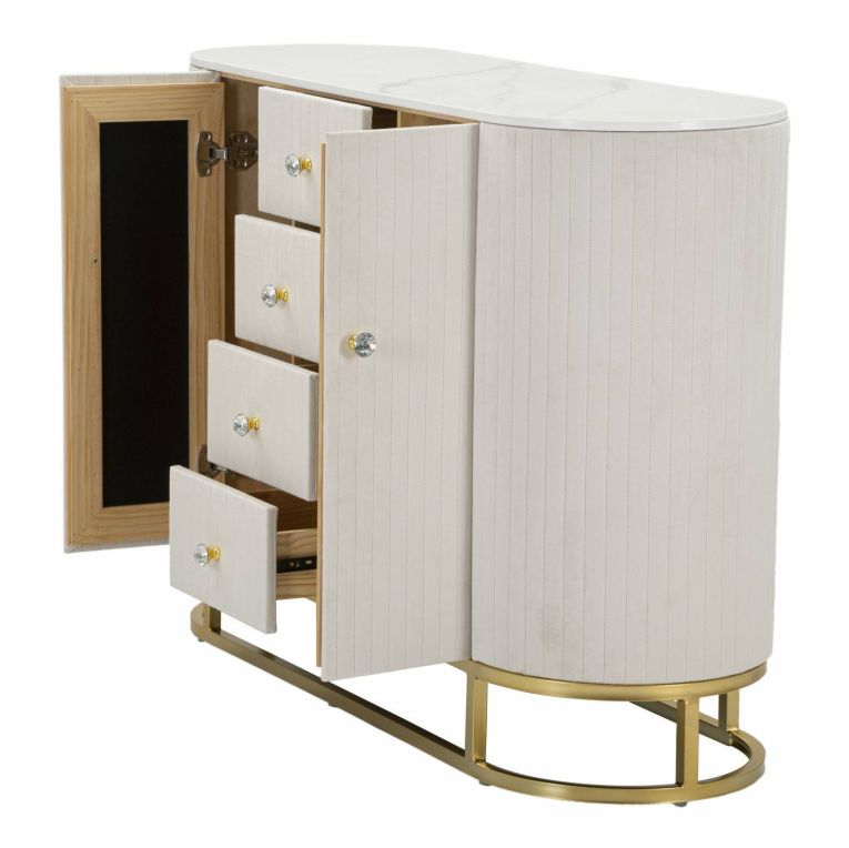 Credenza crema e bianca 120x40x85h cm 2 ante e 4 cassetti - Lodovico