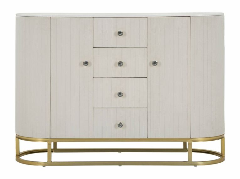 Credenza crema e bianca 120x40x85h cm 2 ante e 4 cassetti - Lodovico