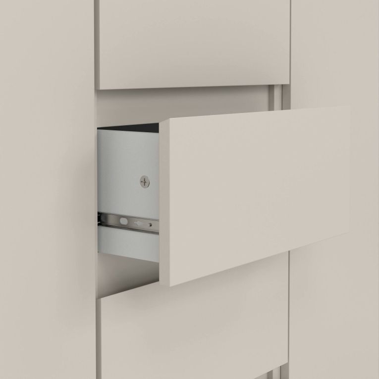 Credenza Crodo, buffet da soggiorno con 2 ante e 4 cassetti, madia da salotto e dispensa da cucina, 121x50 h91 cm, Beige