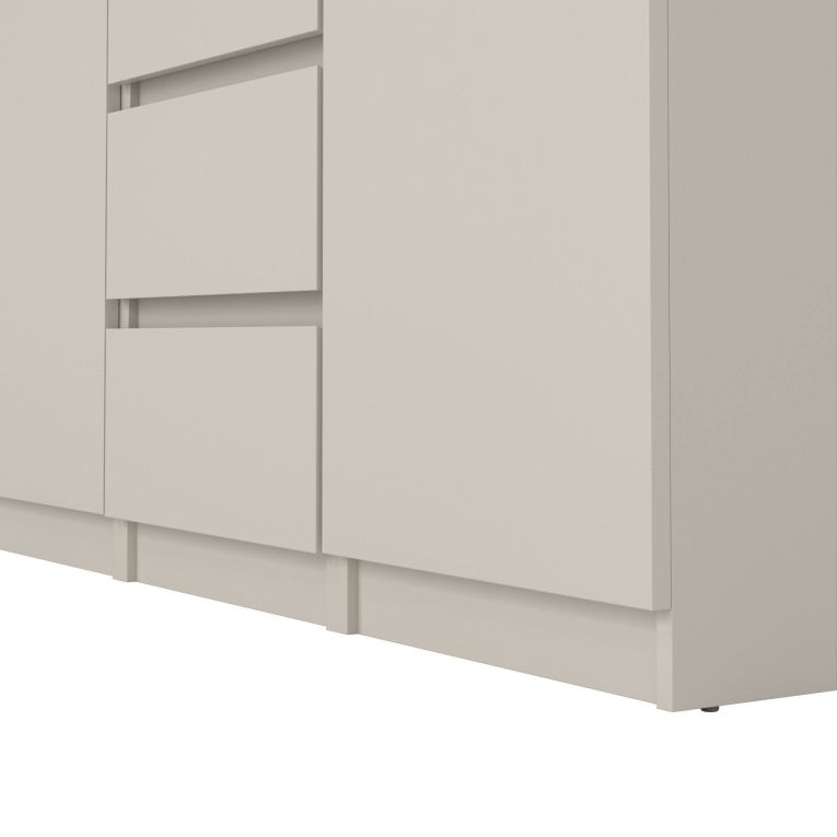 Credenza Crodo, buffet da soggiorno con 2 ante e 4 cassetti, madia da salotto e dispensa da cucina, 121x50 h91 cm, Beige