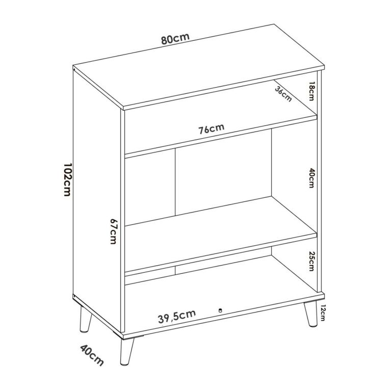 Credenza cucina bianca e rovere 80x40x102h cm 2 ante - Altai