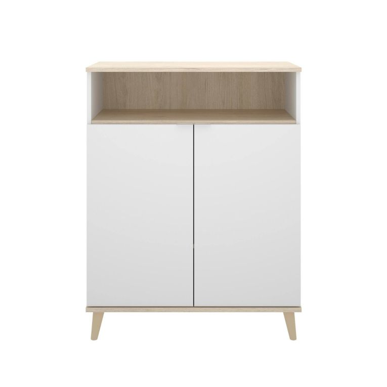 Credenza cucina bianca e rovere 80x40x102h cm 2 ante - Altai