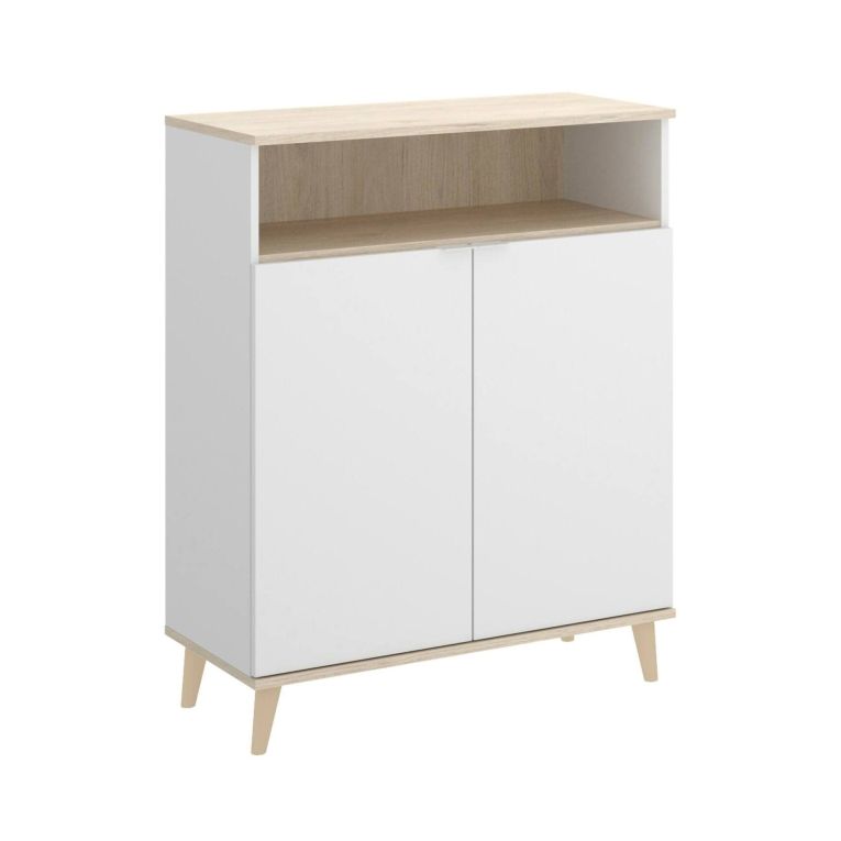 Credenza cucina bianca e rovere 80x40x102h cm 2 ante - Altai