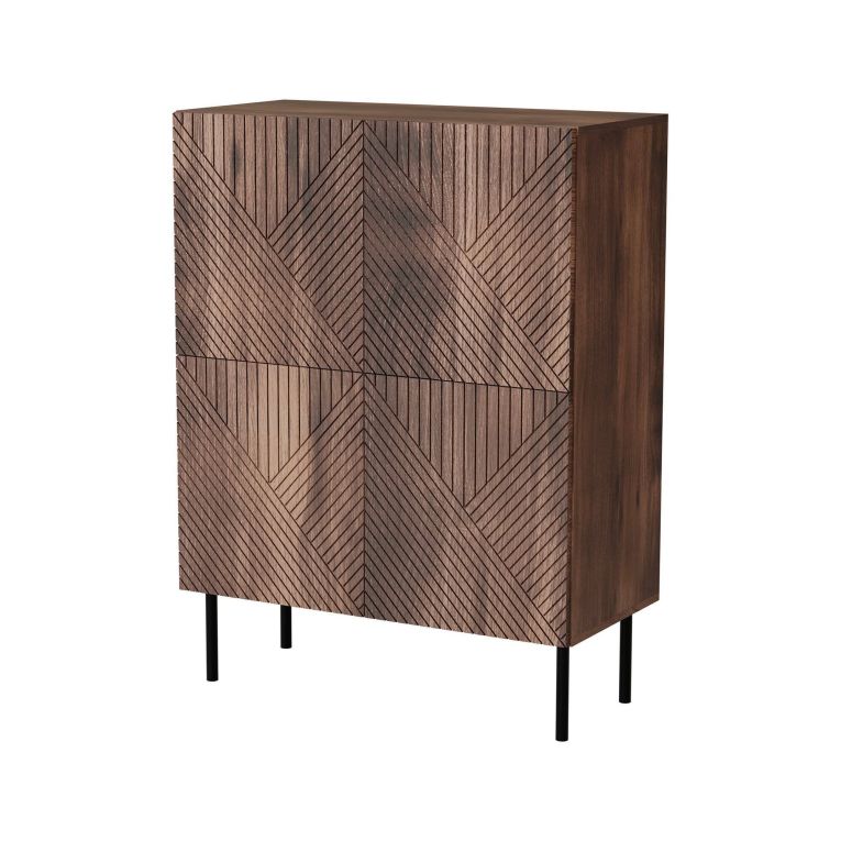 Credenza Esmoriz, Madia da salotto con due ante battenti, Rialzato da terra, 118x40 h89 cm, Noce