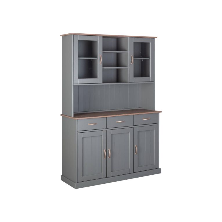 Credenza Flensburg, Buffet da soggiorno, Madia da salotto, Dispensa da cucina, 131x45 h191 cm, Grigio