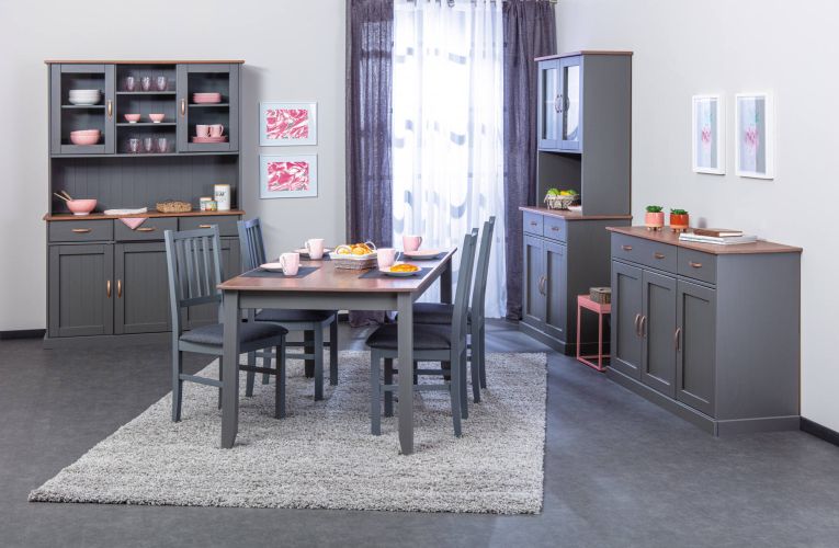 Credenza Flensburg, Buffet da soggiorno, Madia da salotto, Dispensa da cucina, 131x45 h191 cm, Grigio