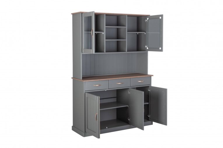 Credenza Flensburg, Buffet da soggiorno, Madia da salotto, Dispensa da cucina, 131x45 h191 cm, Grigio
