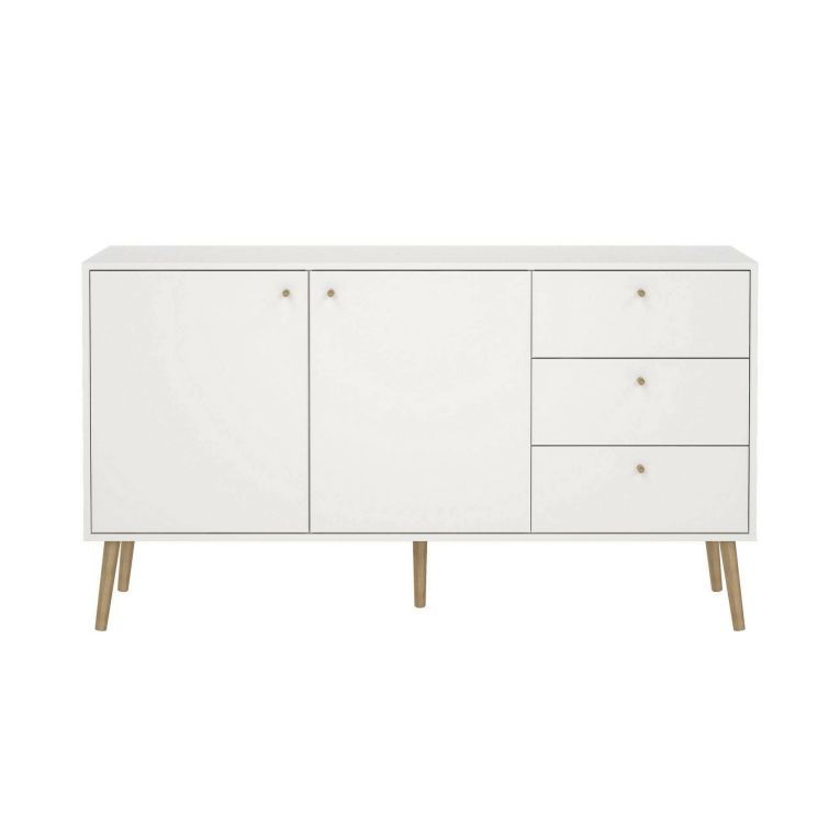 Credenza Florence, Buffet da soggiorno, Madia da salotto, Dispensa da cucina, 39x147 h82 cm, Bianco