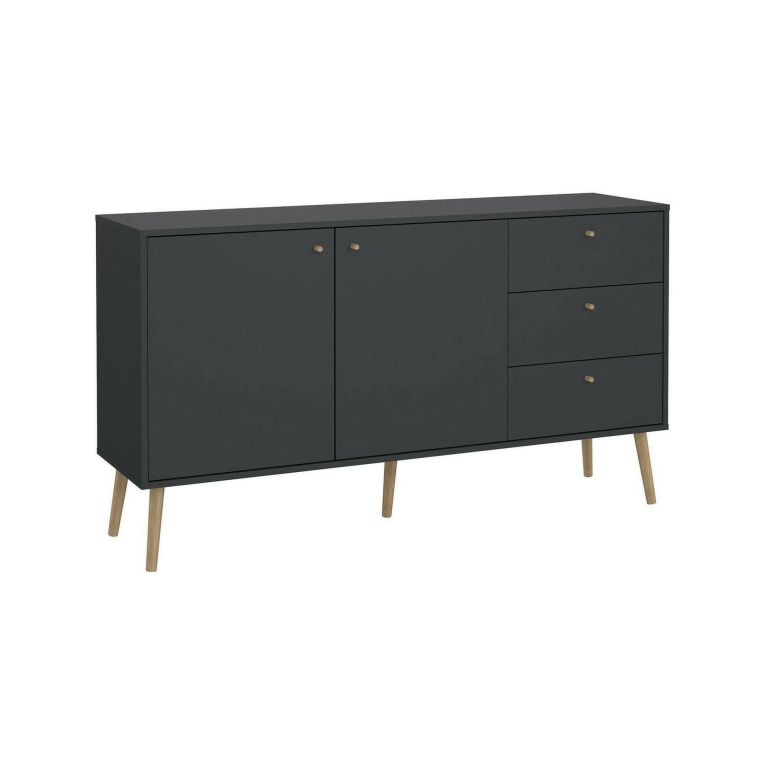 Credenza Florence, Buffet da soggiorno, Madia da salotto, Dispensa da cucina, 39x147 h82 cm, Grigio