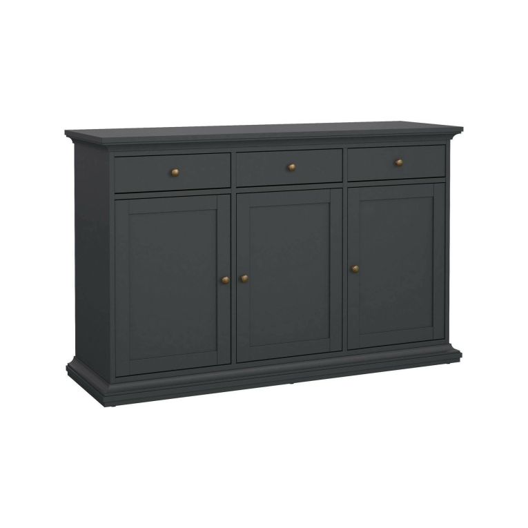 Credenza Frederique, Buffet da soggiorno, Madia da salotto, Dispensa da cucina, 46x144 h92 cm, Grigio