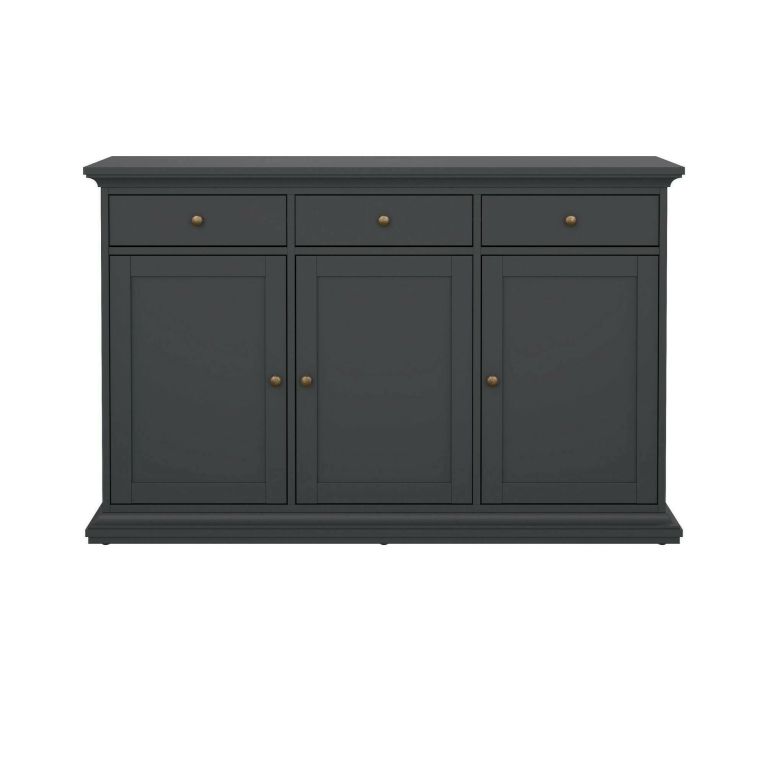Credenza Frederique, Buffet da soggiorno, Madia da salotto, Dispensa da cucina, 46x144 h92 cm, Grigio