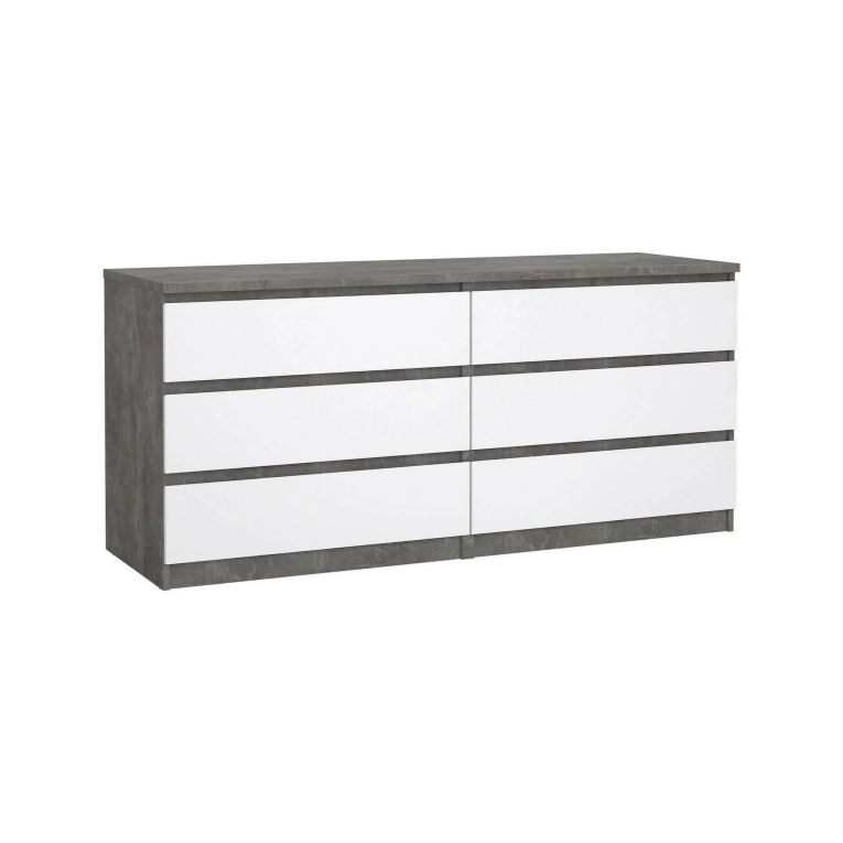 Credenza Giselle, Buffet da soggiorno, Madia da salotto, Dispensa da cucina, 50x154 h70 cm, Cemento e Bianco