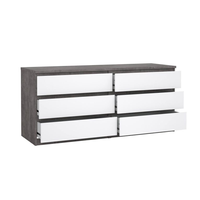 Credenza Giselle, Buffet da soggiorno, Madia da salotto, Dispensa da cucina, 50x154 h70 cm, Cemento e Bianco