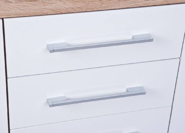 Credenza Gottingen, Buffet da soggiorno, Madia da salotto, Dispensa da cucina, 155x40 h87 cm, Bianco
