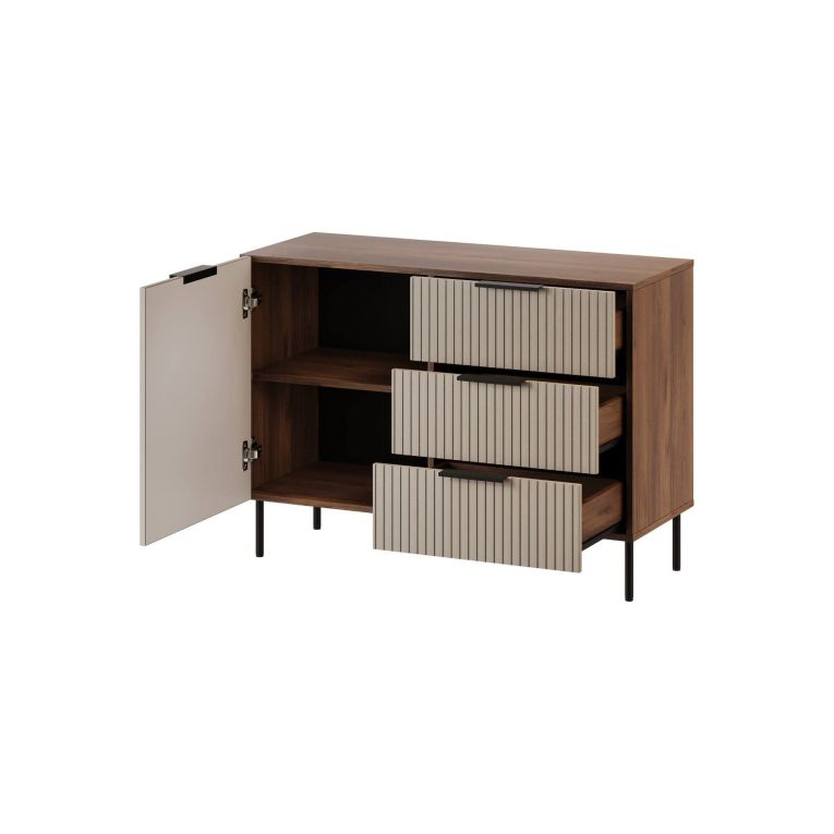 Credenza Grado, 104x42 h75 cm, Noce e Beige