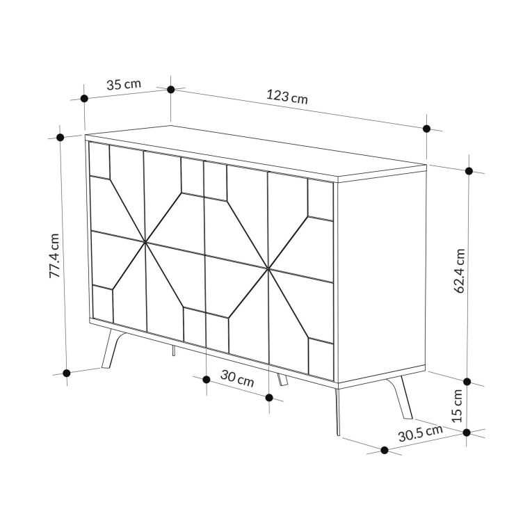 Credenza grigia 123x35x77h cm 6 ante - Earl