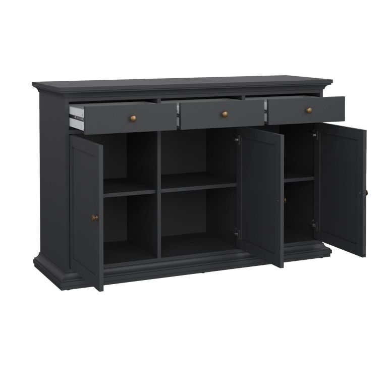 Credenza grigia 143x46x91h cm 3 ante e 3 cassetti - Asola