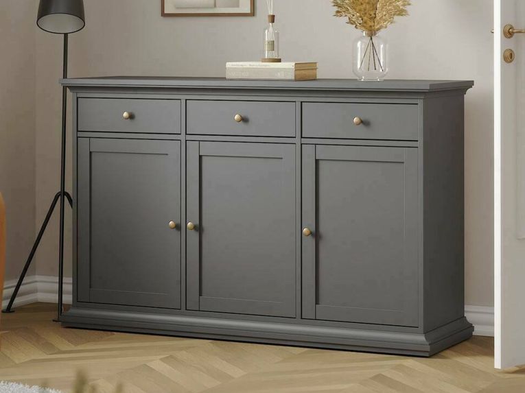 Credenza grigia 143x46x91h cm 3 ante e 3 cassetti - Asola