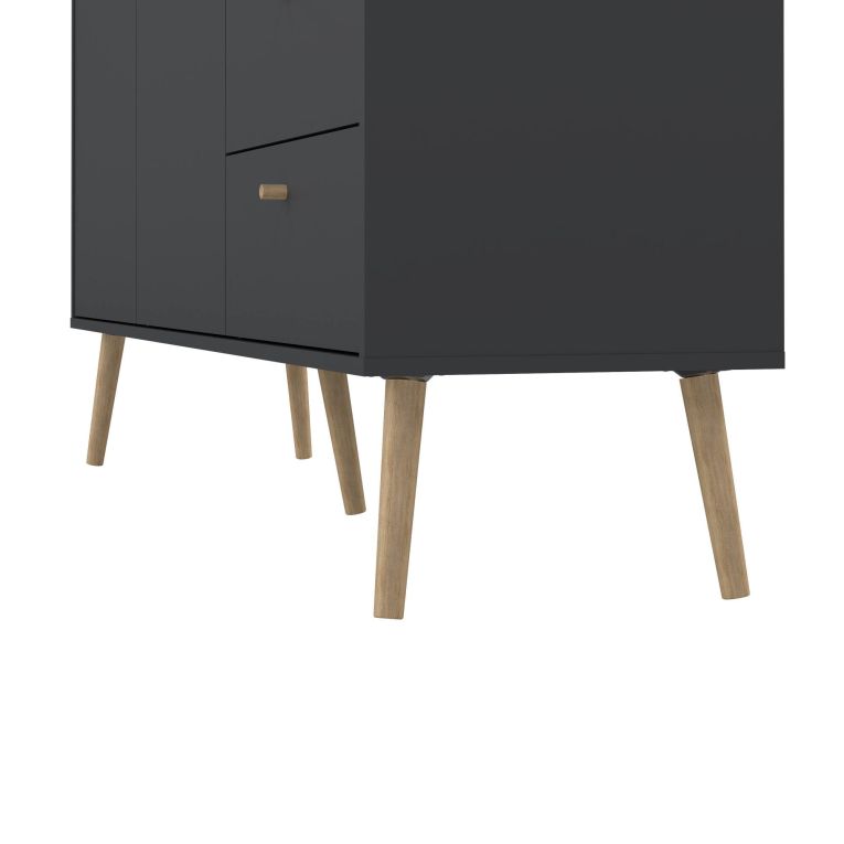 Credenza grigia 147x39x81h cm 2 ante e 3 cassetti - Erina