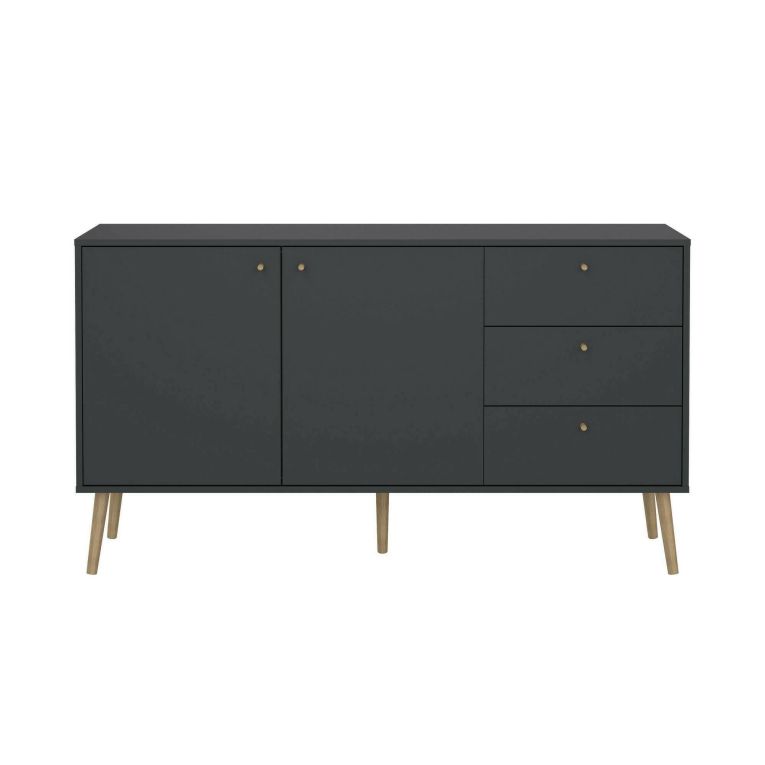 Credenza grigia 147x39x81h cm 2 ante e 3 cassetti - Erina