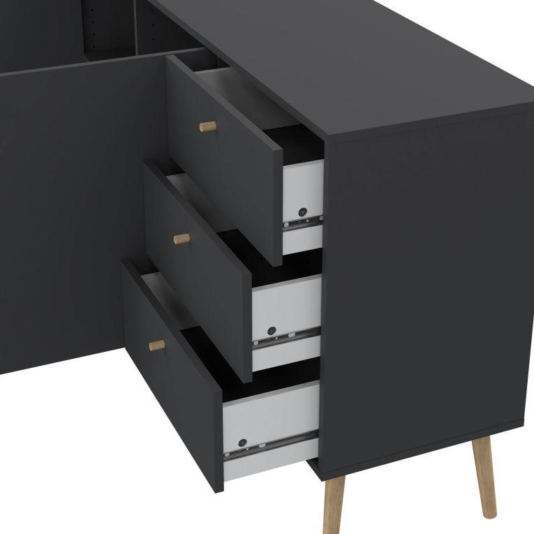 Credenza grigia 147x39x81h cm 2 ante e 3 cassetti - Erina