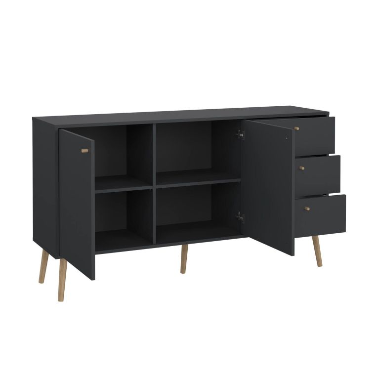 Credenza grigia 147x39x81h cm 2 ante e 3 cassetti - Erina
